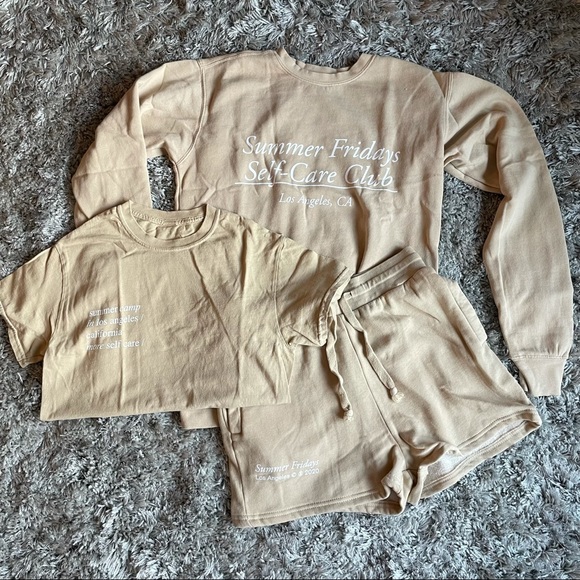 NEW Summer Fridays Self Care Club Tan Sweat Set